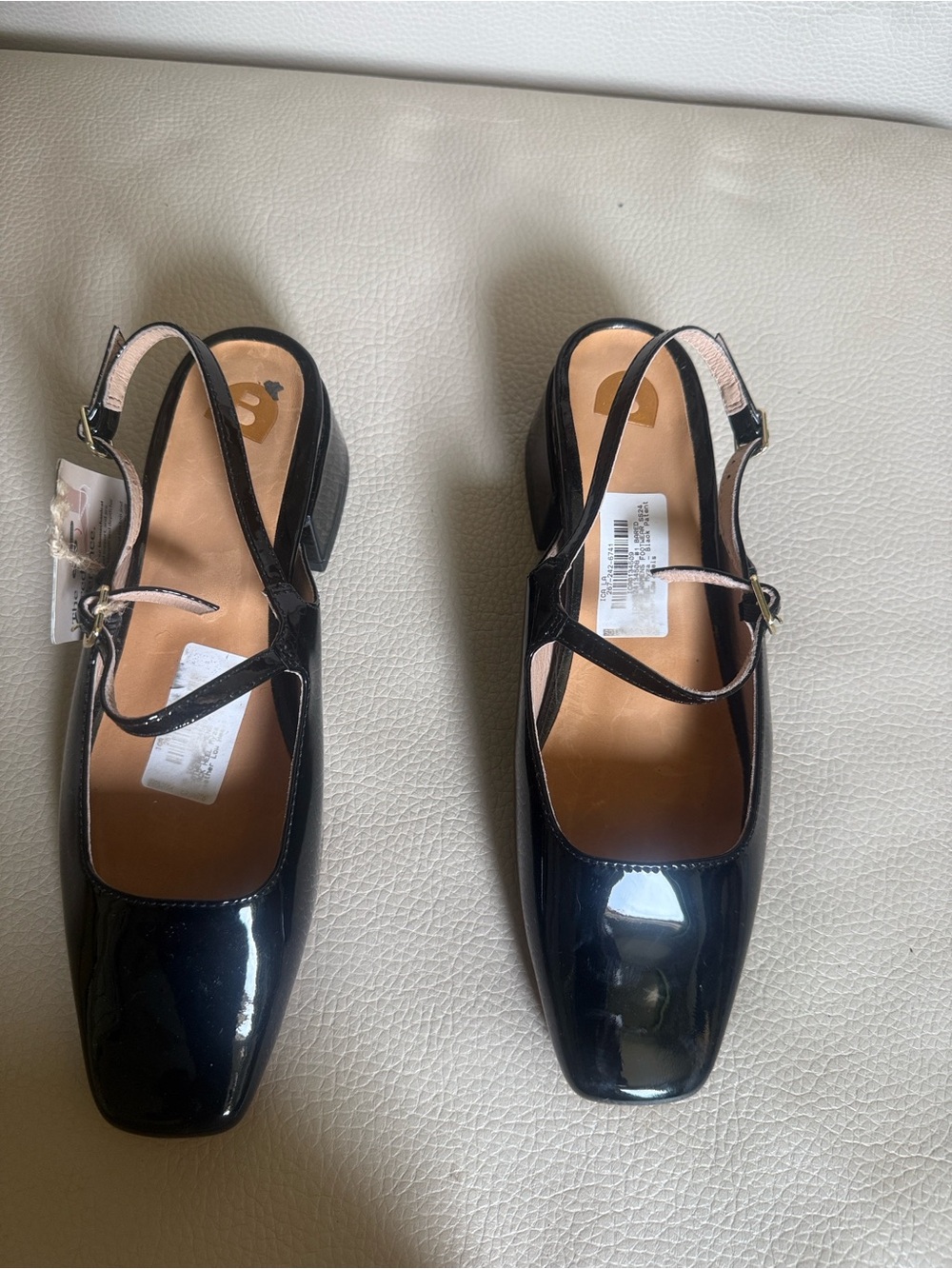 Bared Footwear Black Patent Mary Jane Slingback Heels